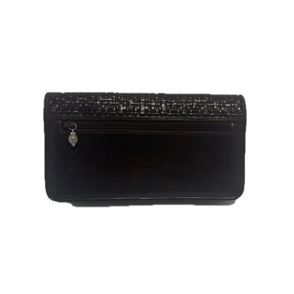 Brighton Woven Leather Organizer Clutch Wallet β Chocolate Brown - Picture 3 of 6